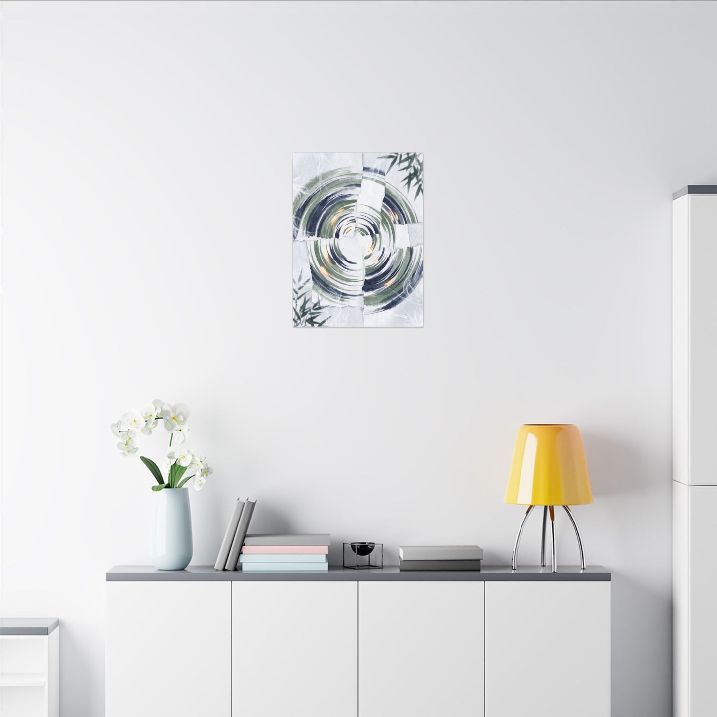 Winter Water Ripple Sumi E Canvas Art | Peaceful Decor
