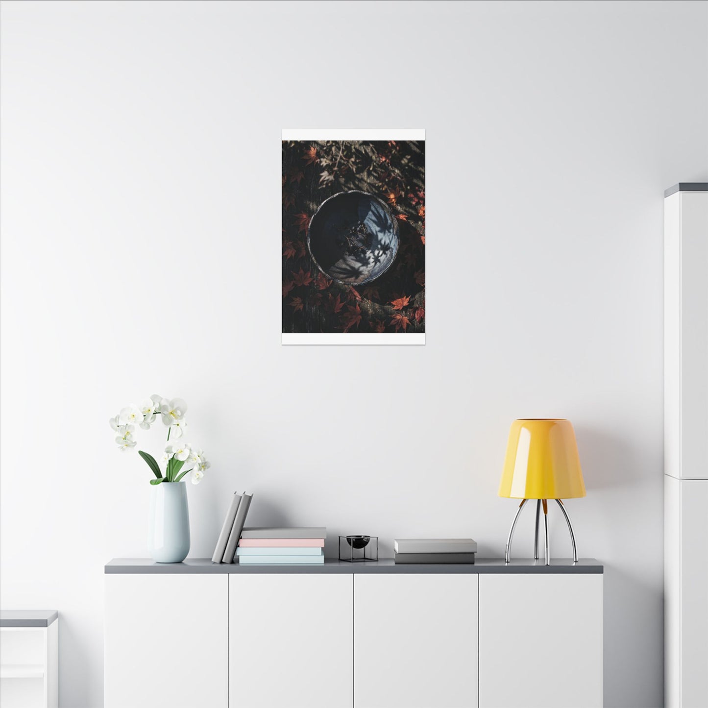 Autumn Ceramic Bowl Shadow Zen Canvas Art | Bold Decor