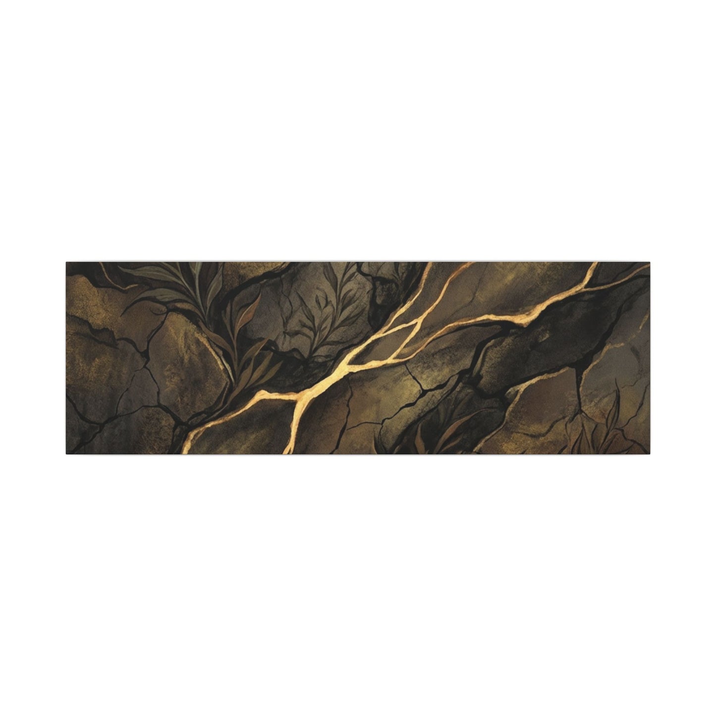 Cracked Earth Charcoal Ink Canvas Art | Bold Dark Japandi Art