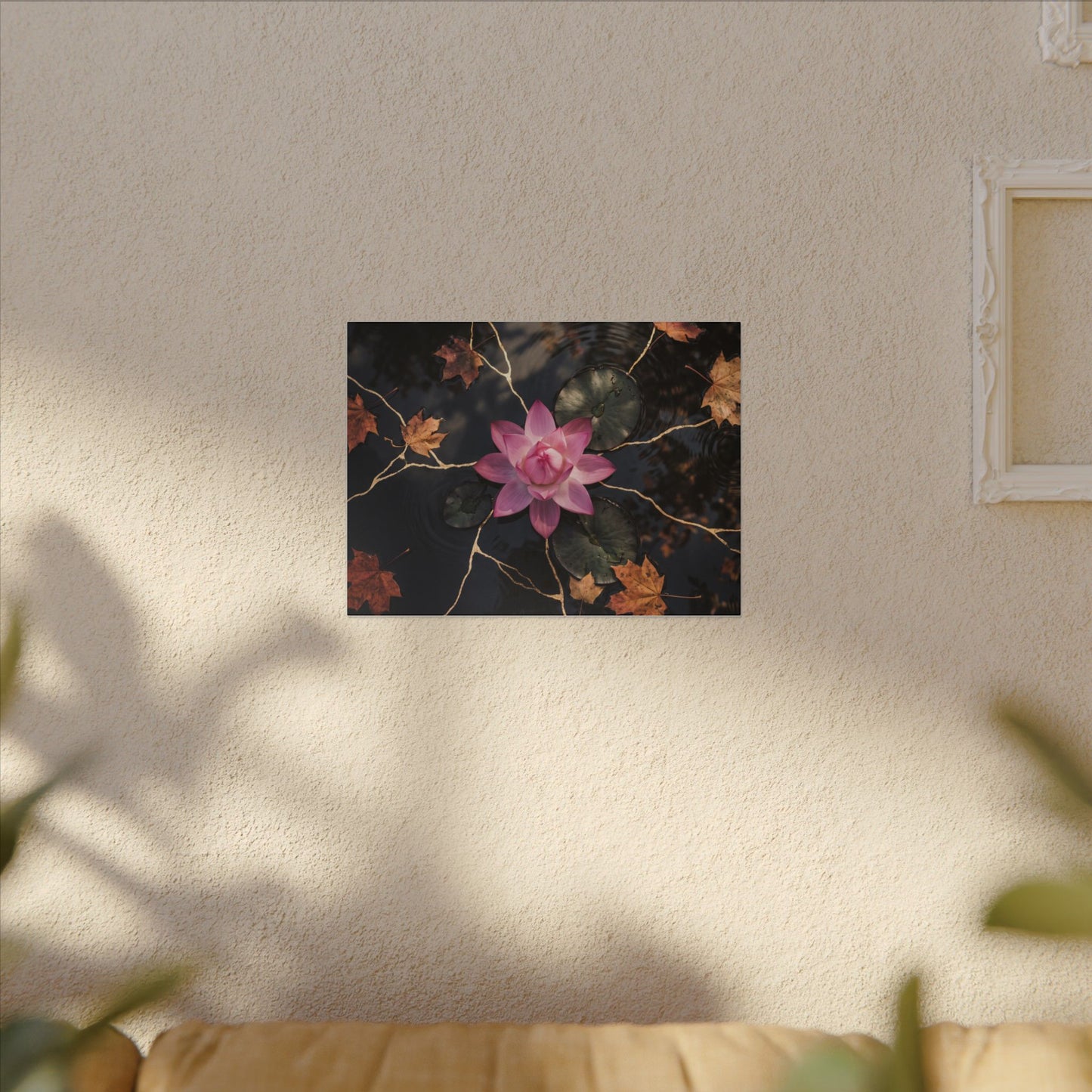 Ma Lotus Flower Canvas Art - Kintsugi Gold Vein