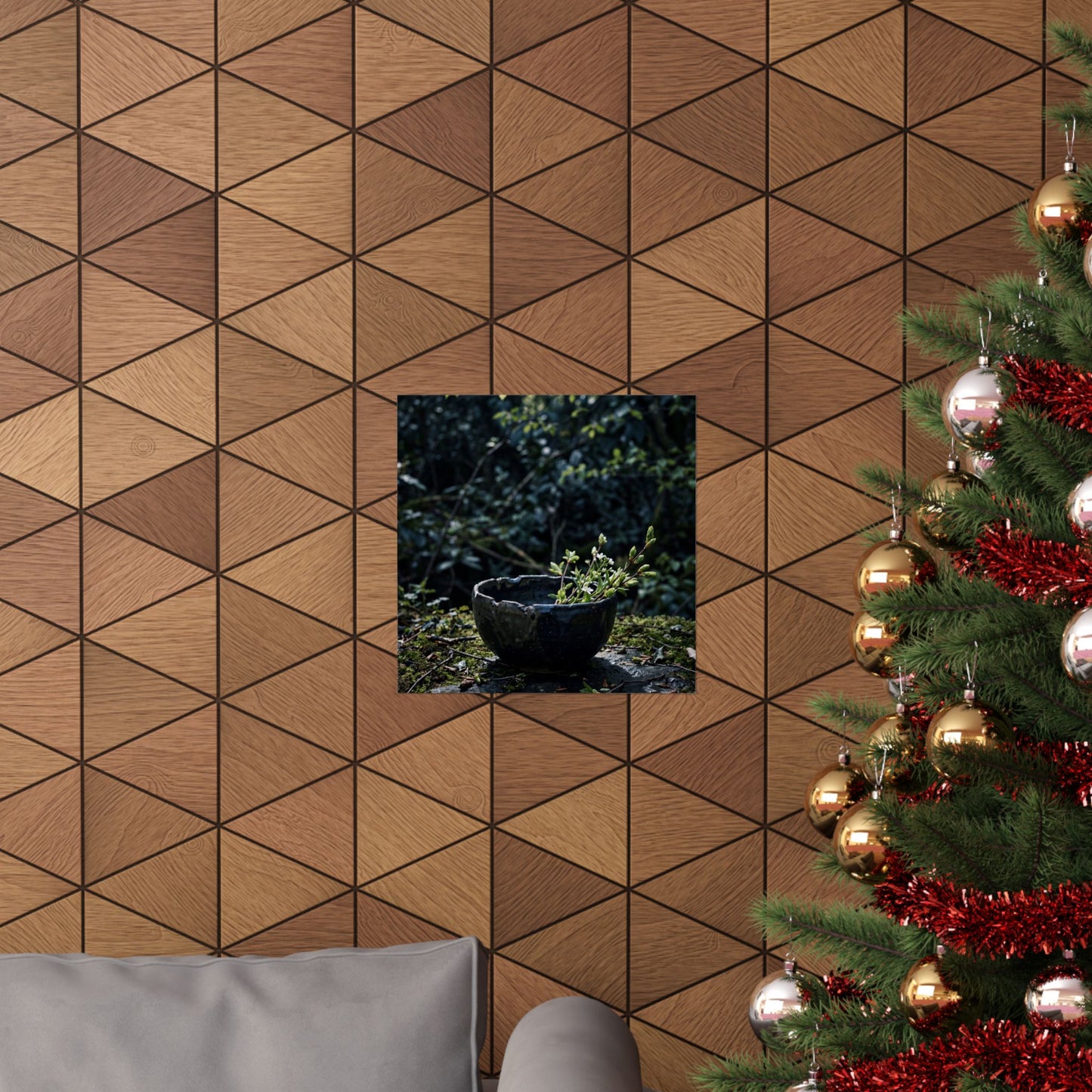 Ceramic Bowl Shadow Zen Wall Art Print | Moody Dark Japandi Art