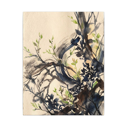 Ma Shadow Play Canvas Art - Dark Japandi Charcoal Ink