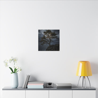 Dappled Pine Tree Canvas Art - Dark Japandi Fukinsei