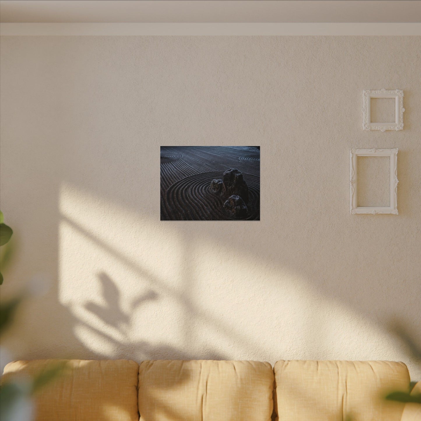 Moonlight Rock Garden Canvas Art - Dark Japandi Seijaku