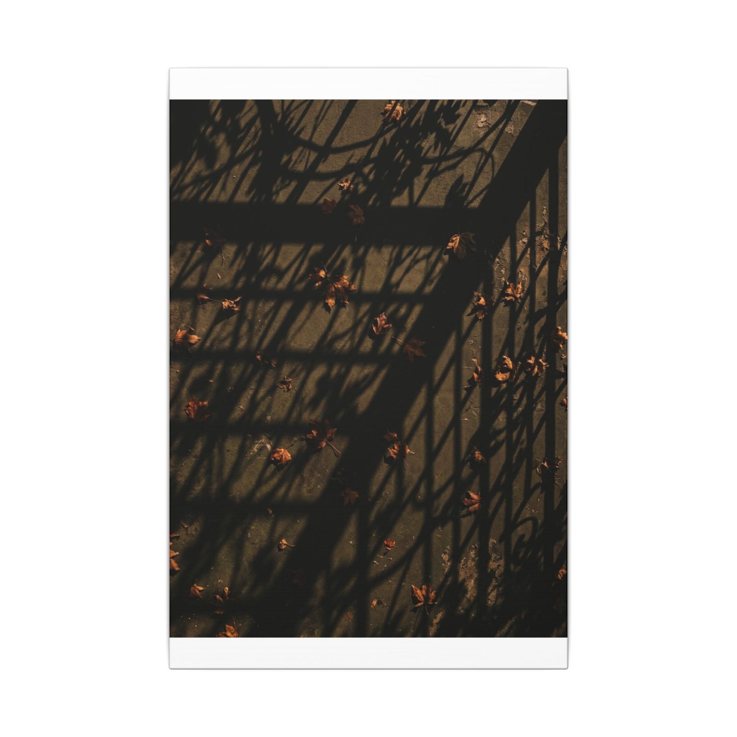 Dark Japandi Shadow Play in Golden Hour | Moody Minimal Canvas Art