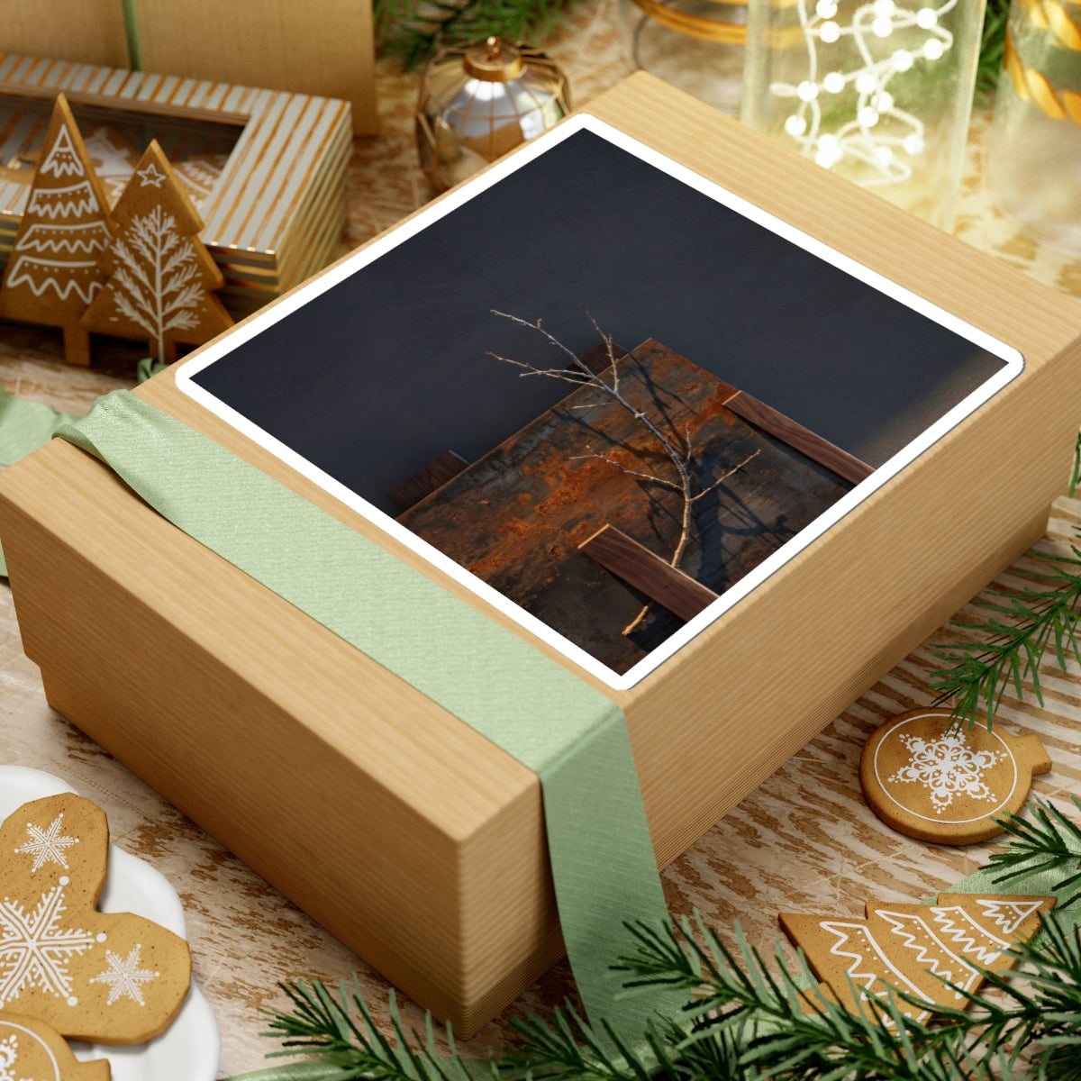 Rust Patina Winter Sticker | Dark Japandi Luxurious Design Art Print