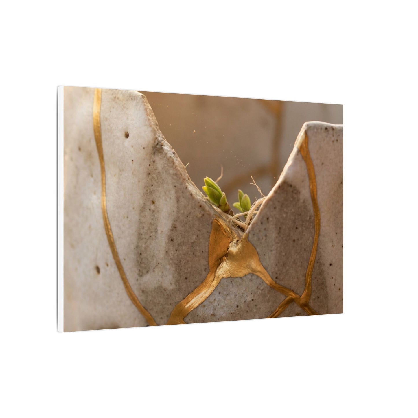 Golden Hour Broken Pottery Canvas Art - Japandi Kanso