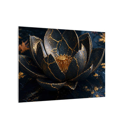 Moonlight Lotus Flower Canvas Art - Kintsugi Fukinsei