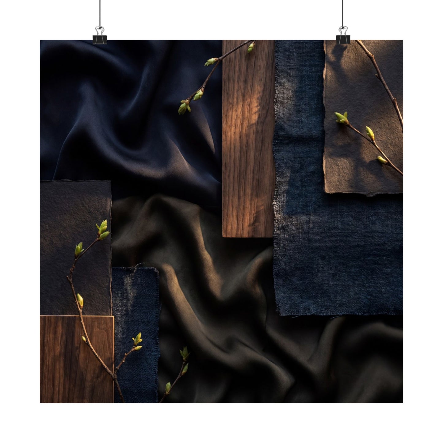 Silk Drape Wall Art Print | Spring Dark Japandi Dark Texture Art