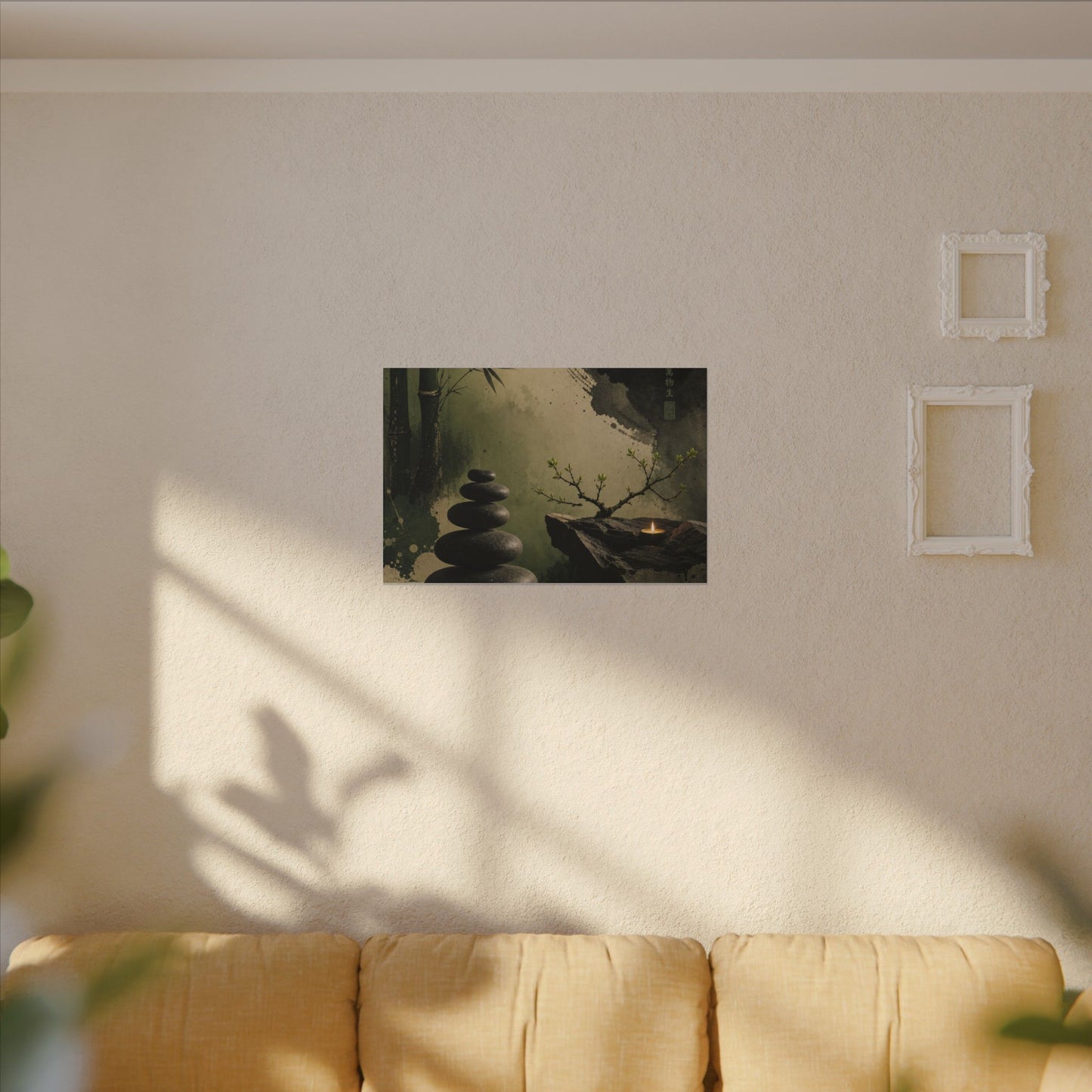 River Stones Spring Canvas Art | Zen Contemplative Design