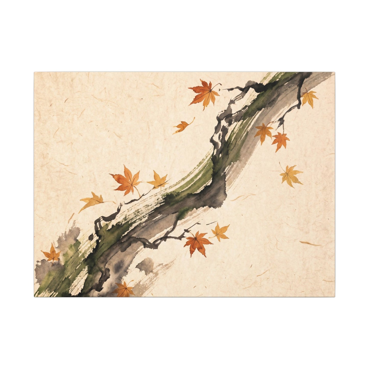 Ink Brushstroke Autumn Canvas Art | Zen Calm Design
