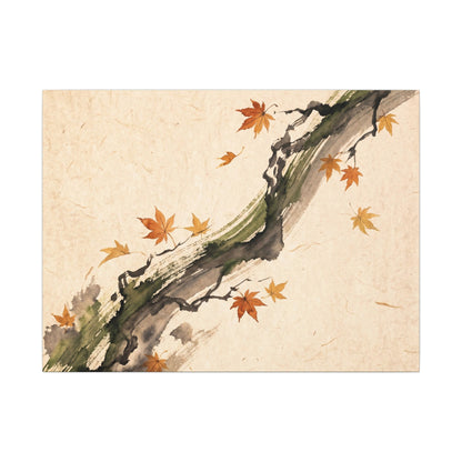 Ink Brushstroke Autumn Canvas Art | Zen Calm Design