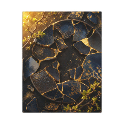 Golden Hour Broken Pottery Canvas Art - Kintsugi Ma