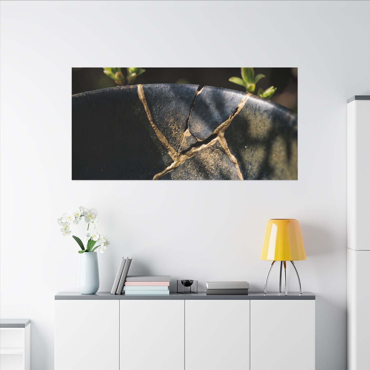 Seijaku Broken Pottery Canvas Art - Dark Japandi Shadow Zen