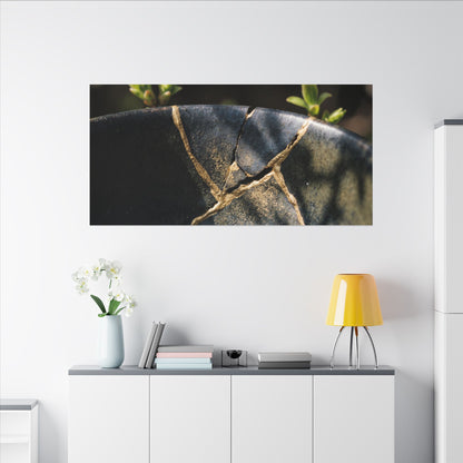Seijaku Broken Pottery Canvas Art - Dark Japandi Shadow Zen