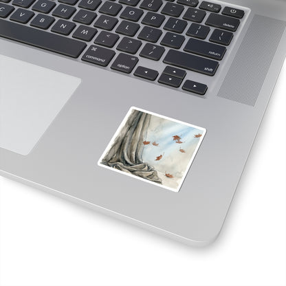 Silk Drape Watercolor Sticker | Elegant Japandi Art