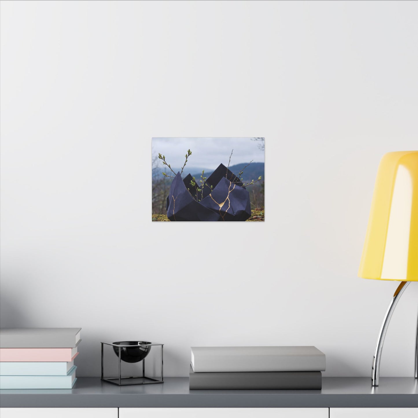 Paper Fold Canvas Art | Spring Kintsugi Gold Repair Art