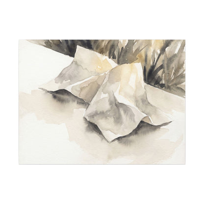 Paper Fold Watercolor Canvas Art | Warm Japandi Art Art Print
