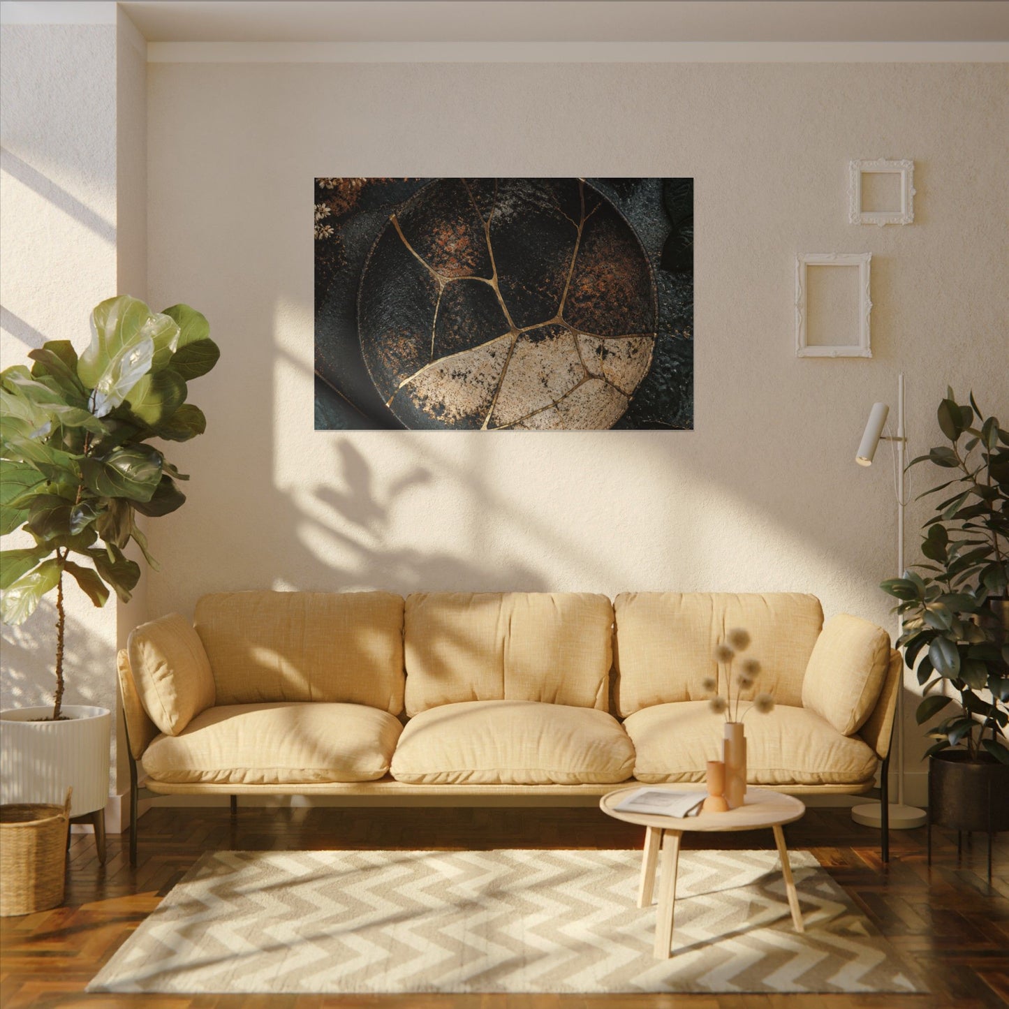 Kintsugi Rust Patina in Dawn | Gold Repair Canvas Art
