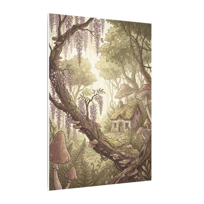 Summer Wisteria Mushroom Illustration Canvas Art | Enchanting Decor