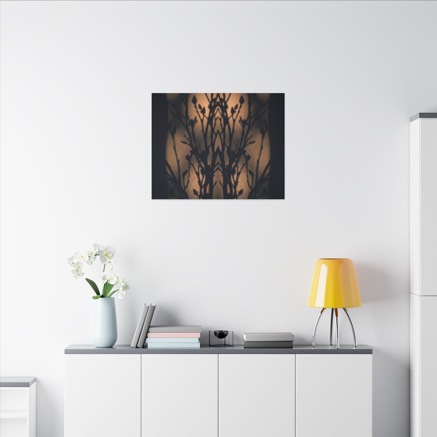 Dark Japandi Shadow Play in Golden Hour | Shadow Zen Canvas Art