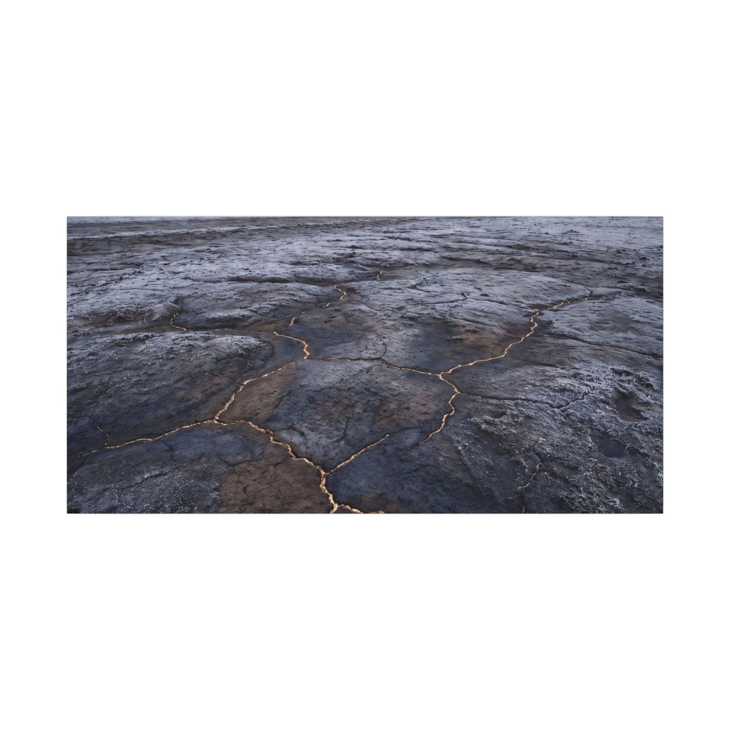Dark Japandi Cracked Earth in Overcast | Dark Texture Canvas Art