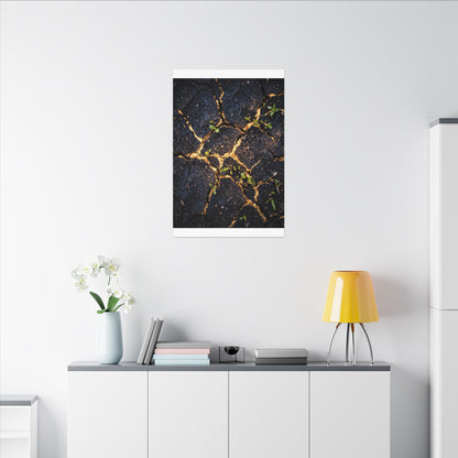 Spring Cracked Earth Crackle Gold Canvas Art | Healing Decor