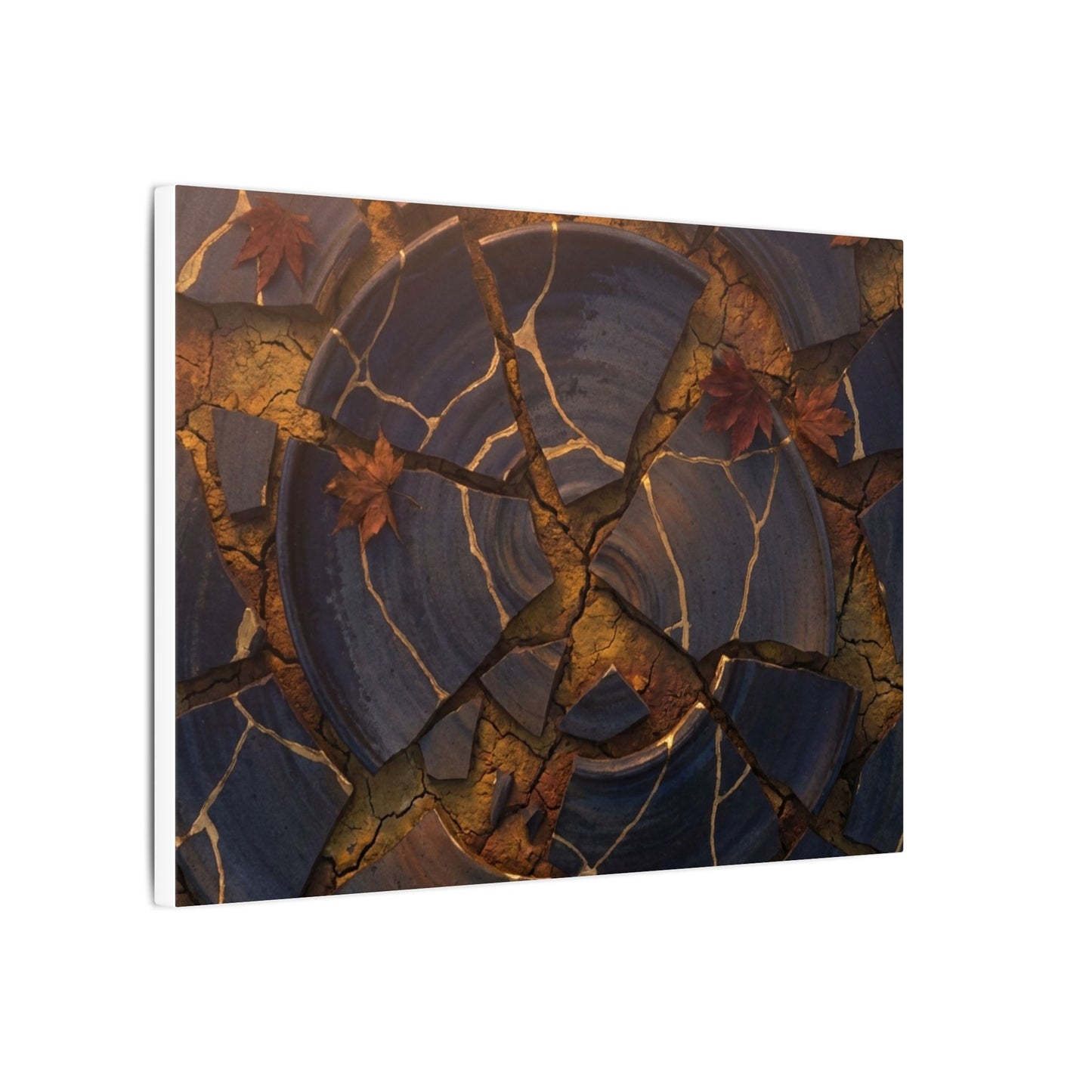 Autumn Cracked Earth Gold Repair Canvas Art | Philosophical Decor