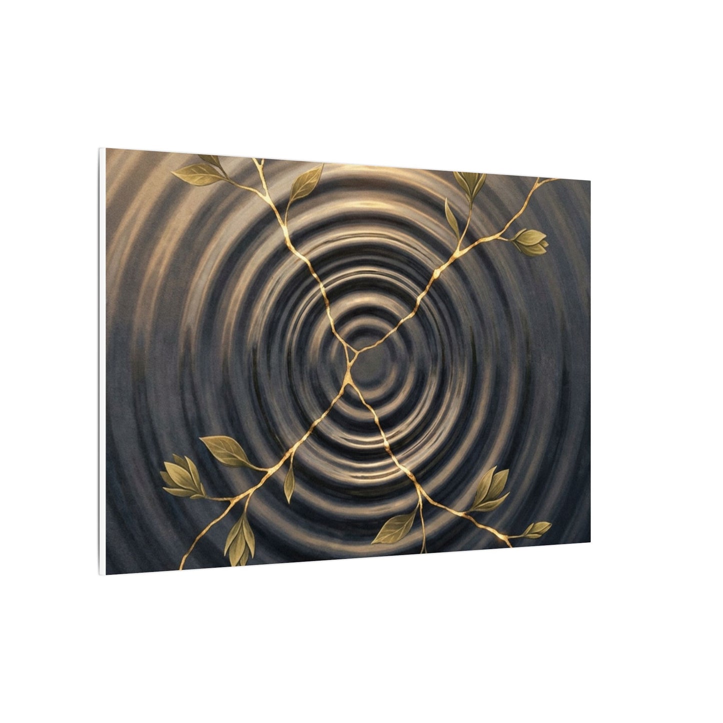 Kanso Water Ripple Canvas Art - Kintsugi Gold Vein