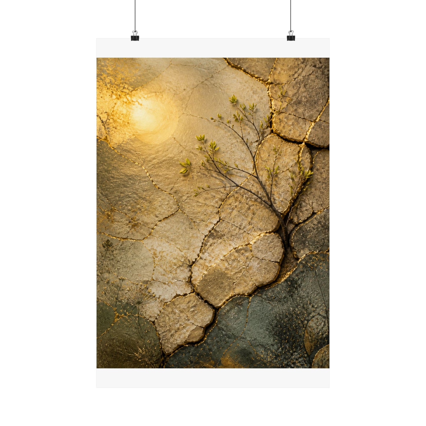 Cracked Earth Texture Wall Art Print | Earthy Japandi Art