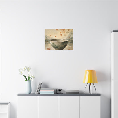 Autumn Ceramic Bowl Watercolor Canvas Art | Cozy Decor