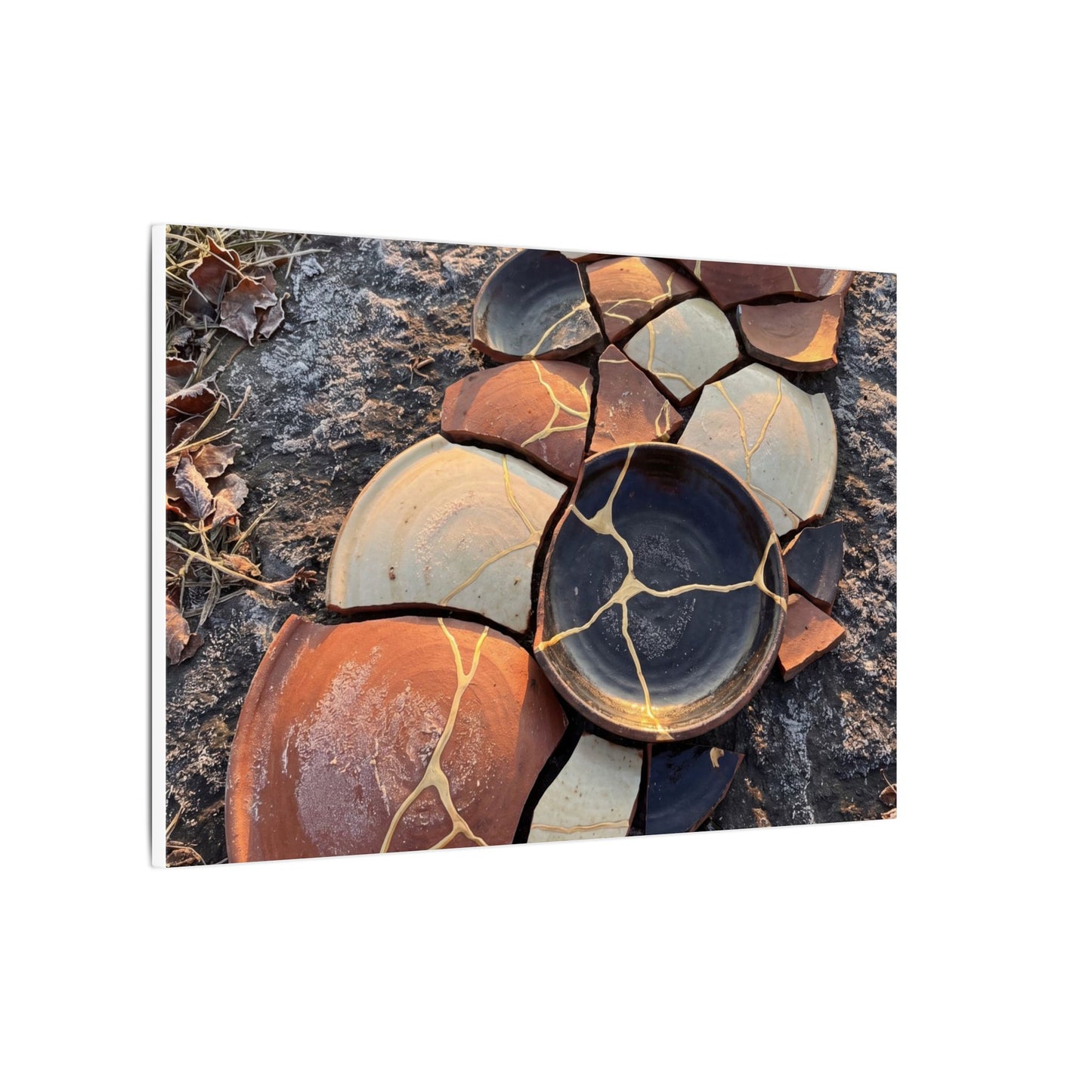 Winter Broken Pottery Gold Vein Canvas Art | Beautiful Decor