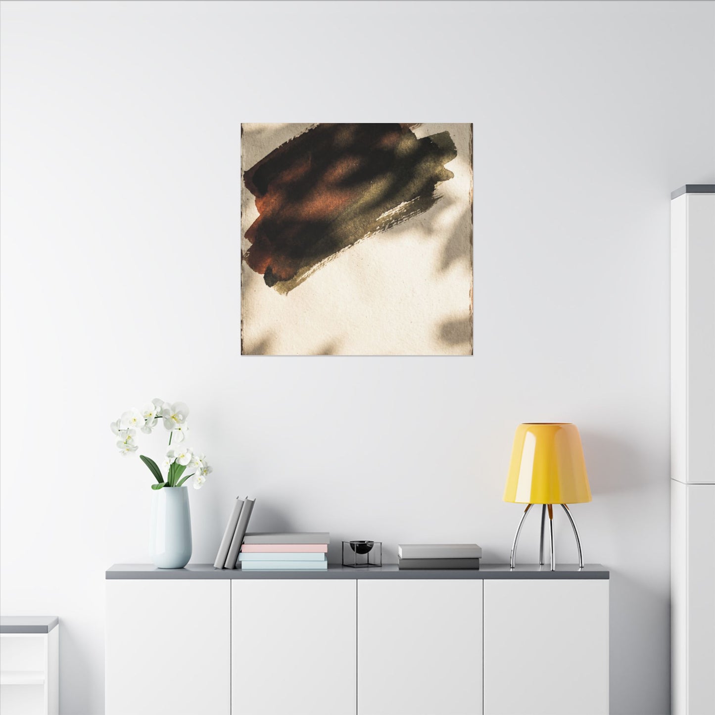 Ink Brushstroke Canvas Art | Summer Dark Japandi Moody Minimal Art