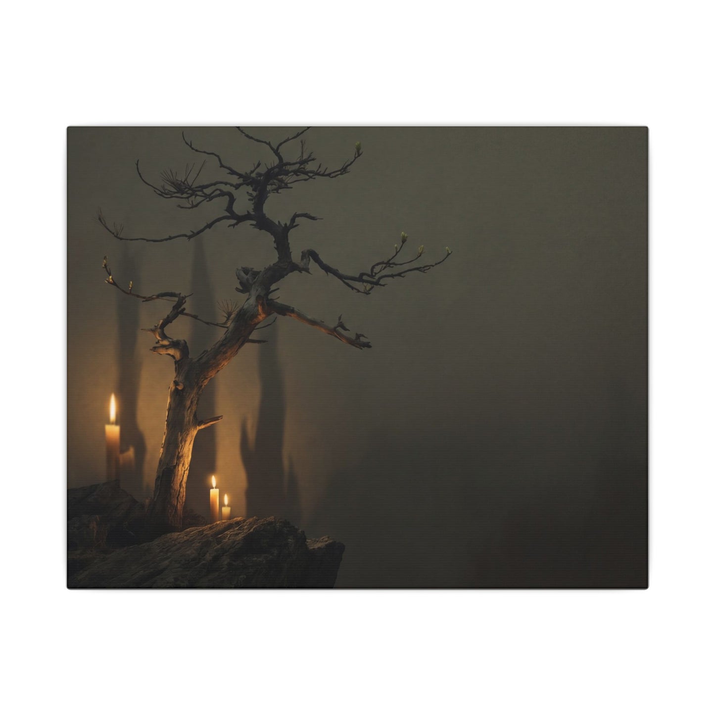 Ma Pine Tree Canvas Art - Dark Japandi Shadow Zen