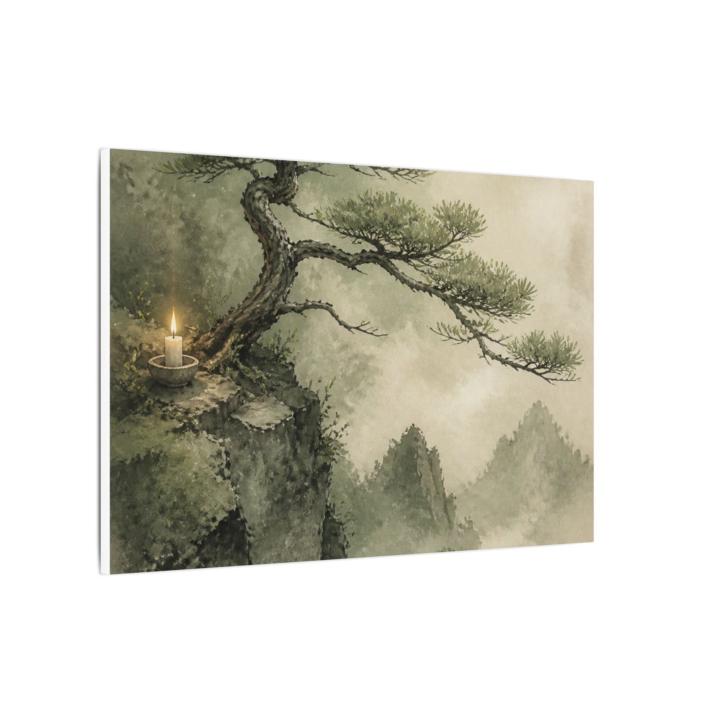 Candlelight Pine Tree Canvas Art - Japandi Kanso