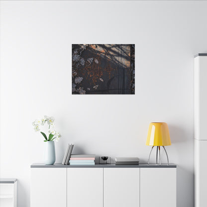 Shibui Rust Patina Canvas Art - Dark Japandi Charcoal Ink
