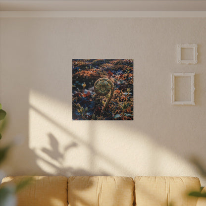Kintsugi Fern Unfurling in Dappled | Gold Vein Canvas Art