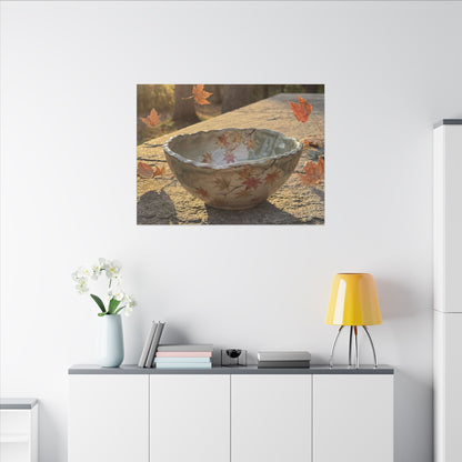 Japandi Ceramic Bowl in Golden Hour | Japanese Pattern Canvas Art