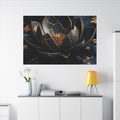 Moonlight Lotus Flower Canvas Art - Kintsugi Fukinsei
