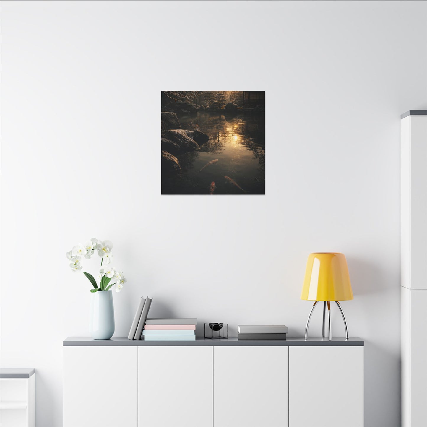 Winter Koi Pond Shadow Zen Canvas Art | Bold Decor