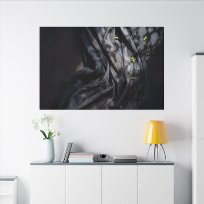 Seijaku Silk Drape Canvas Art - Dark Japandi Dark Texture