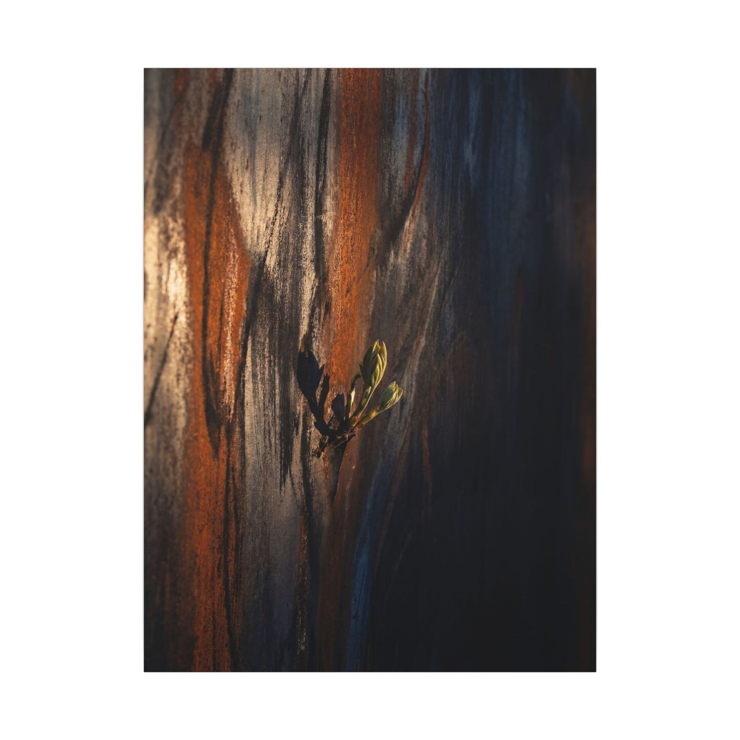 Rust Patina Charcoal Ink Canvas Art | Moody Dark Japandi Art