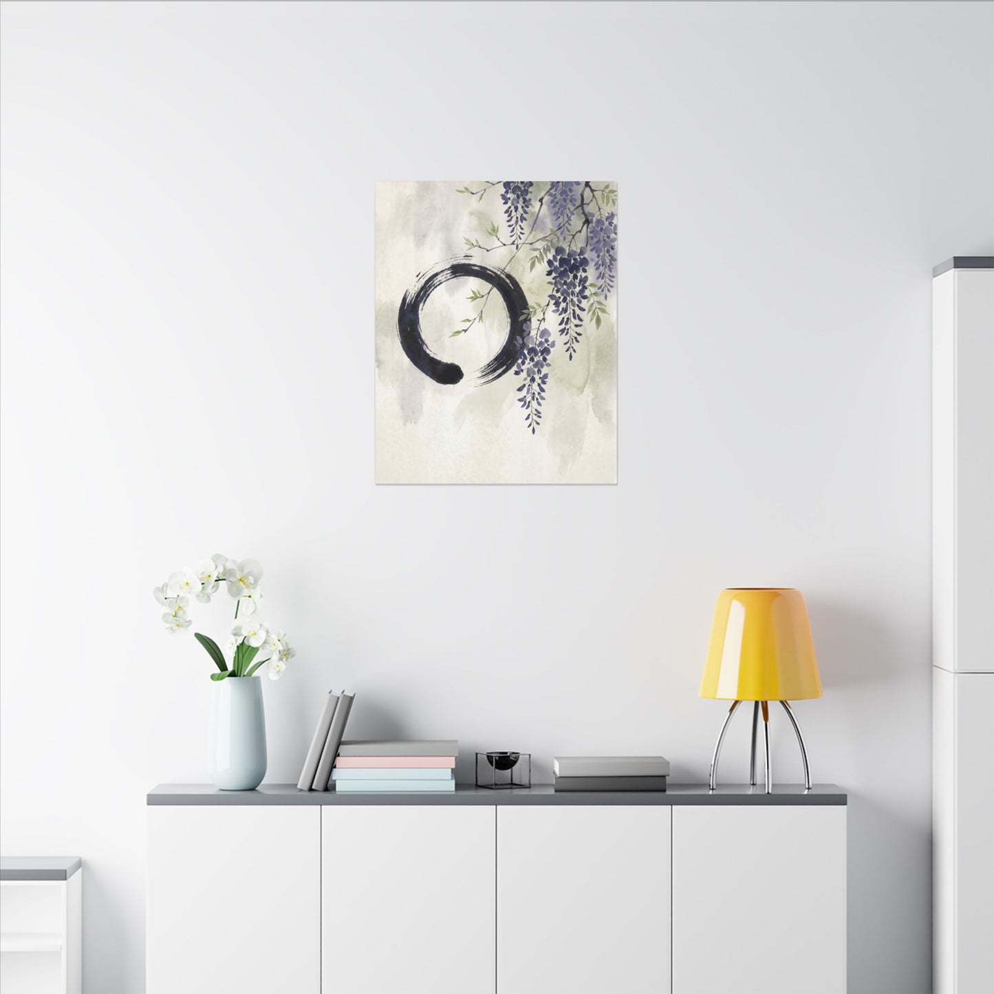 Wisteria Enso Canvas Art | Serene Zen Art
