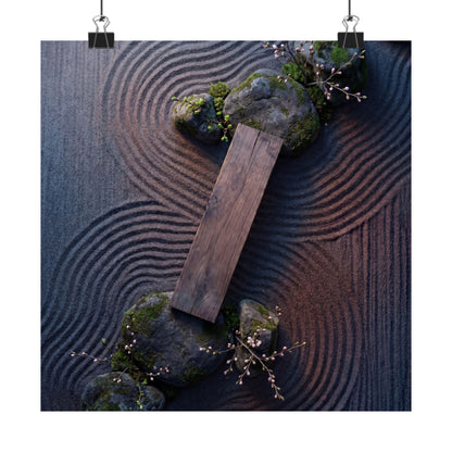 Rock Garden Moody Minimal Wall Art Print | Moody Dark Japandi Art
