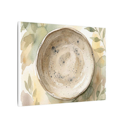 Ceramic Bowl Watercolor Canvas Art | Warm Japandi Art