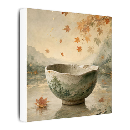 Autumn Ceramic Bowl Watercolor Canvas Art | Cozy Decor