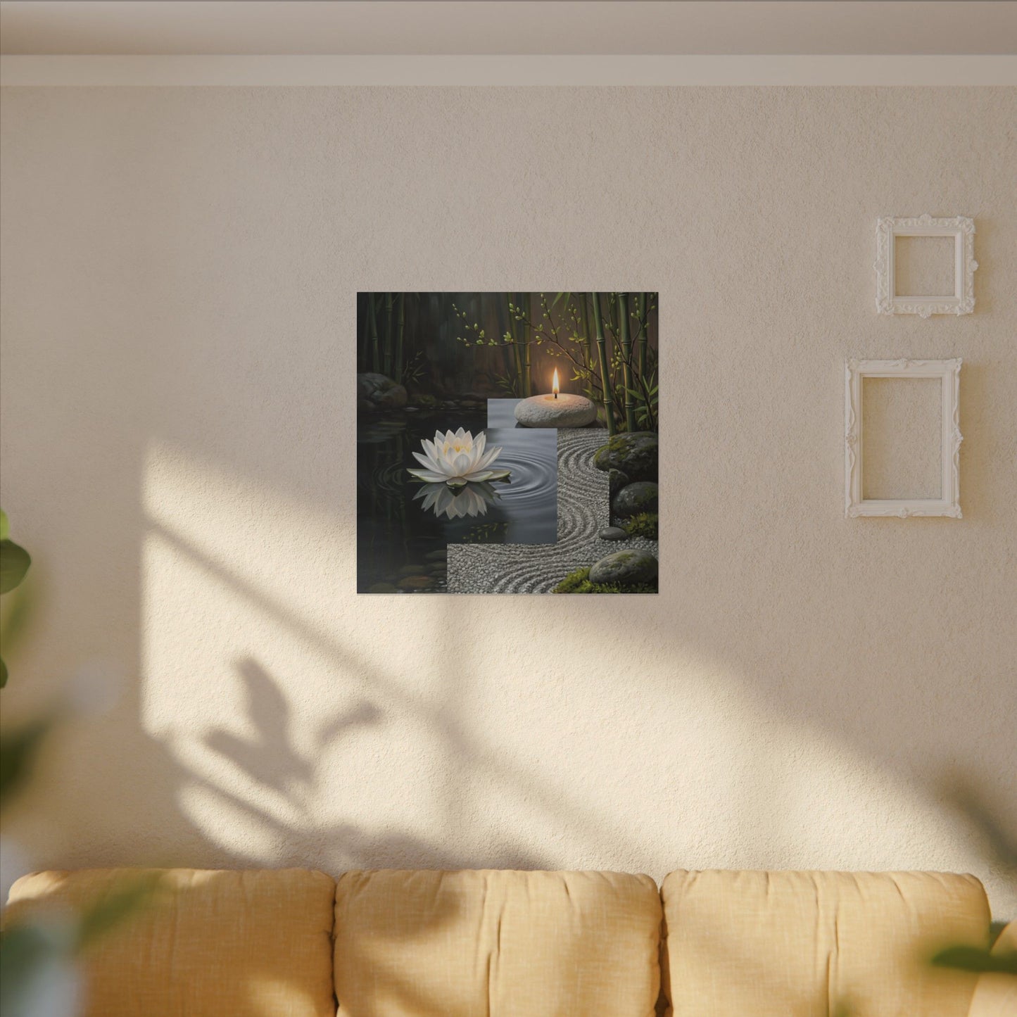 Candlelight Lotus Flower Canvas Art - Zen Kanso