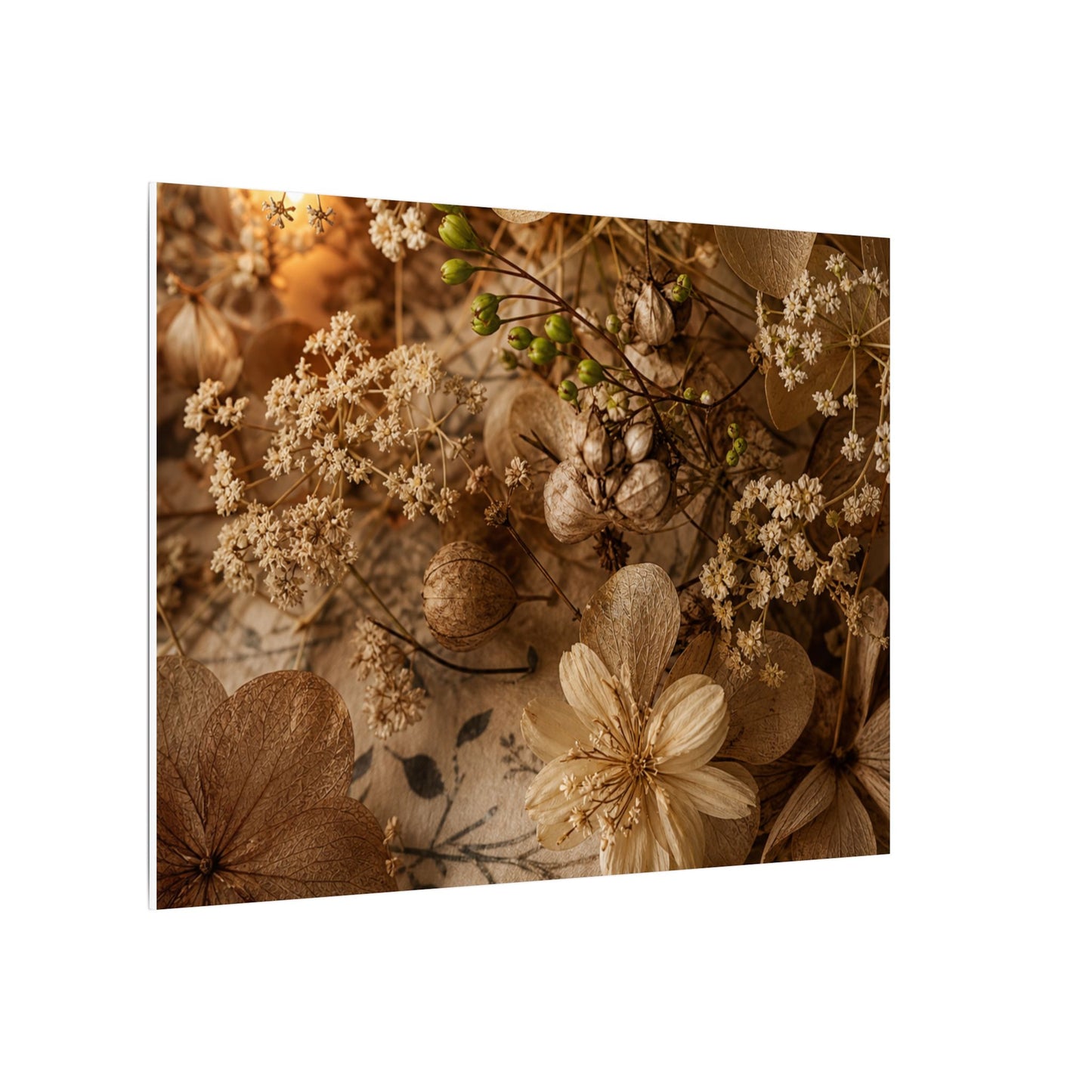 Spring Dried Flowers Japanese Pattern Canvas Art | Earthy Decor