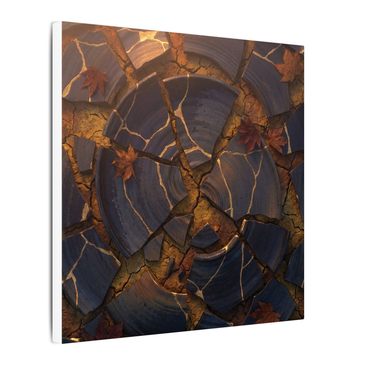 Autumn Cracked Earth Gold Repair Canvas Art | Philosophical Decor