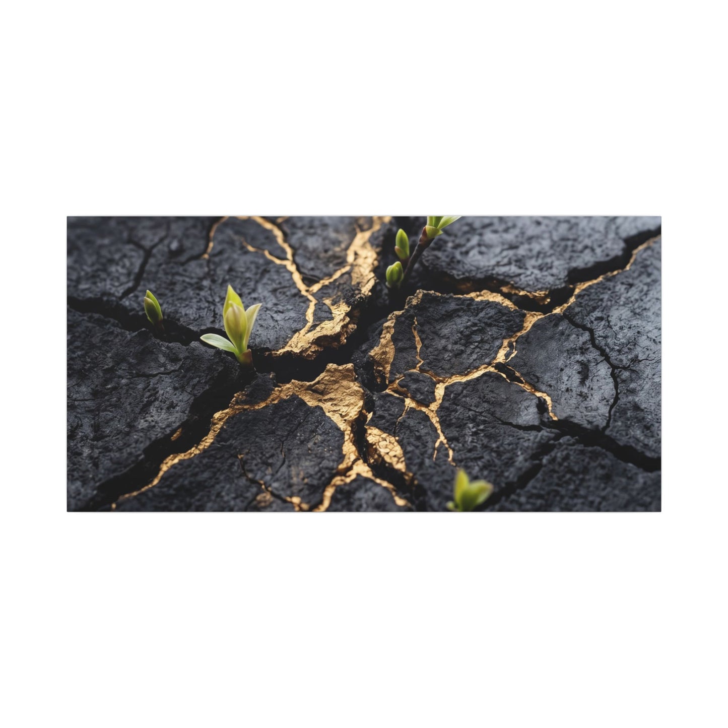 Ma Cracked Earth Canvas Art - Dark Japandi Charcoal Ink